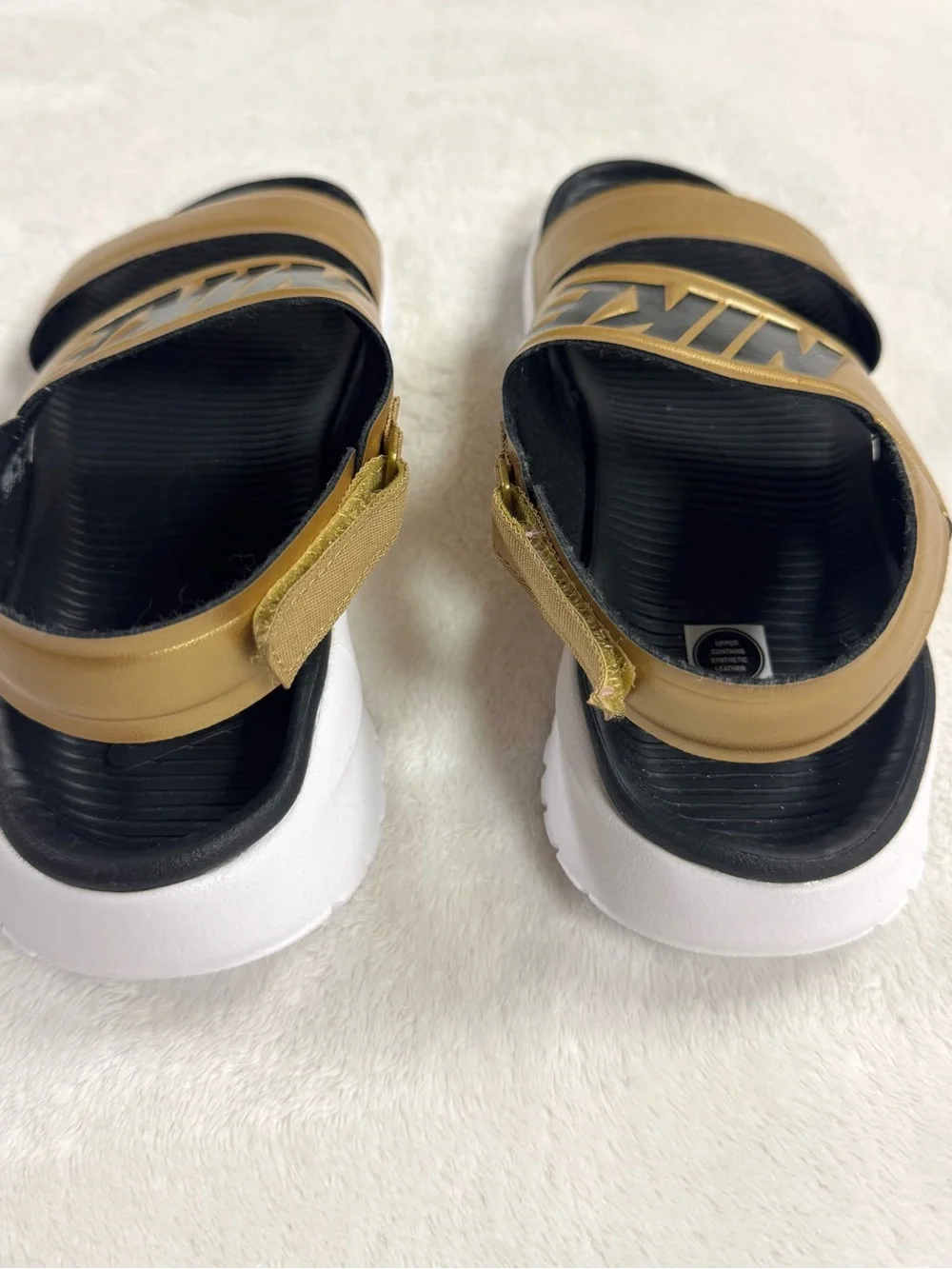 Nike Gold and Black Adjustable Strap Sandals